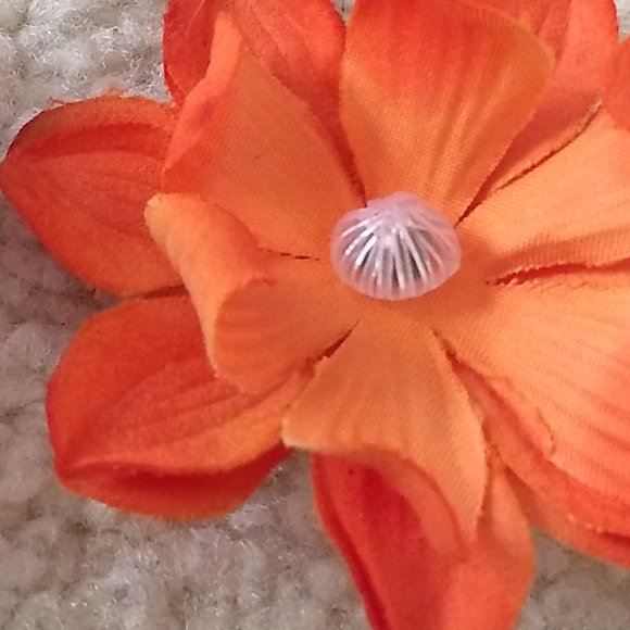 vintage y2k 00s orange pair 3D rosette blossom flower pin brooch - Picture 3 of 6